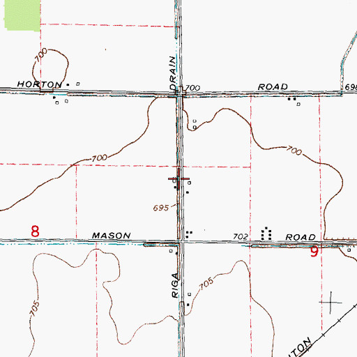 Topographic Map of Riga Drain, MI