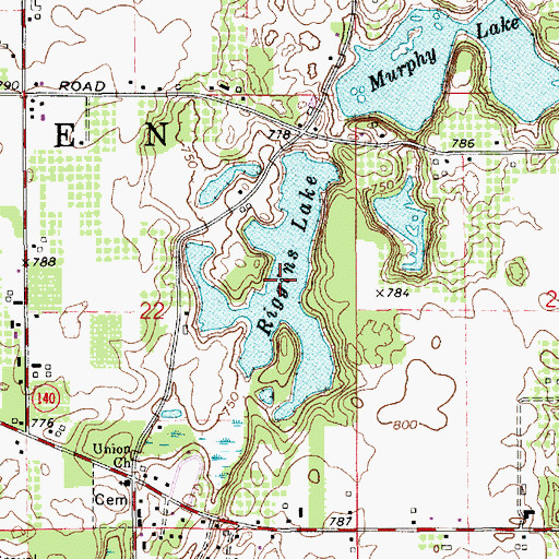 Topographic Map of Riggins Lake, MI