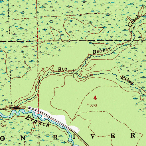 Topographic Map of Riley Creek, MI