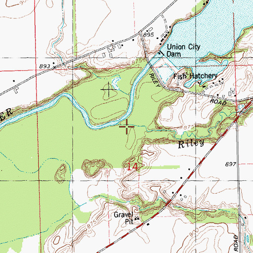 Topographic Map of Riley Creek, MI