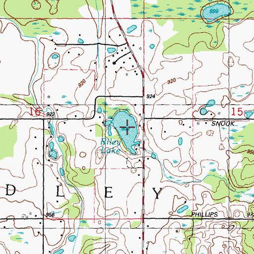 Topographic Map of Riley Lake, MI