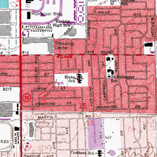 Topographic Map of Rinke School, MI