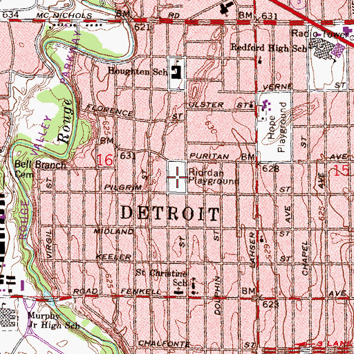 Topographic Map of Riordan Playground, MI