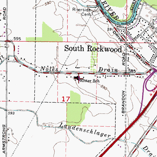 Topographic Map of Fred W Ritter Elementary School, MI