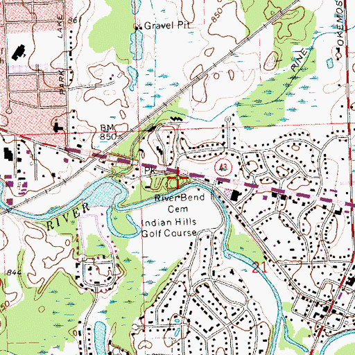 Topographic Map of River Bend Cemetery, MI