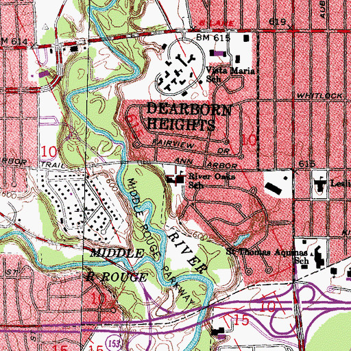 Topographic Map of River Oaks School, MI