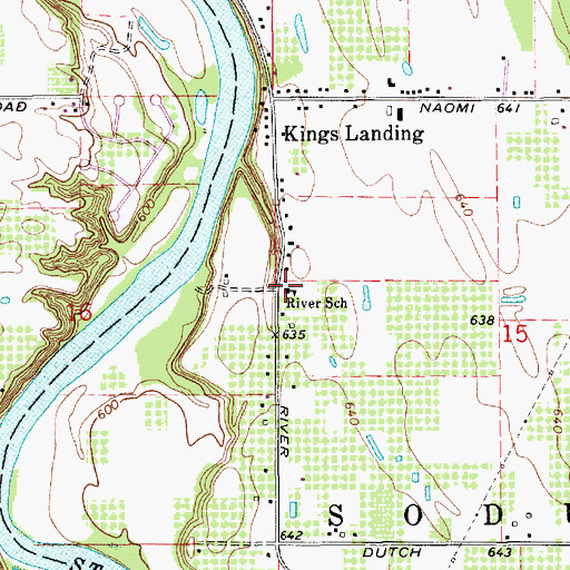 Topographic Map of River School, MI