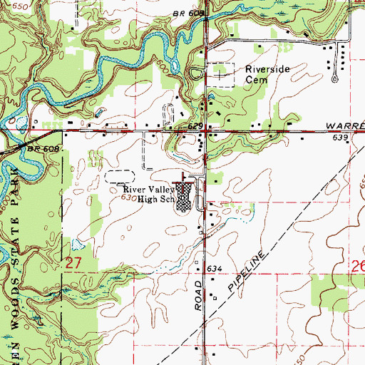 Topographic Map of River Valley High School, MI