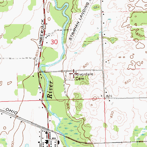 Topographic Map of Riverdale Cemetery, MI