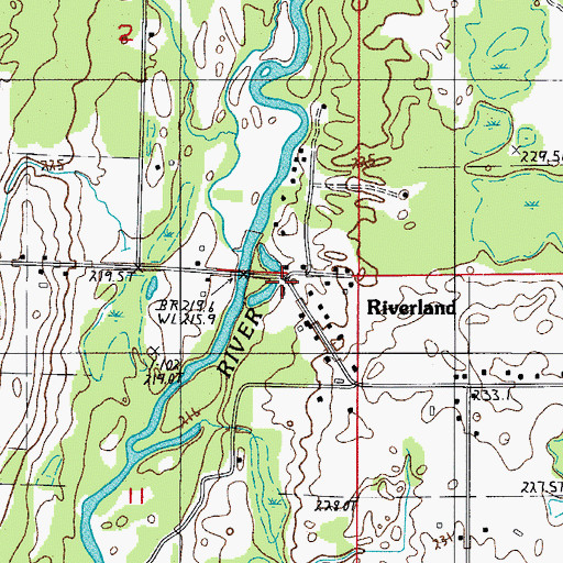 Topographic Map of Riverland, MI