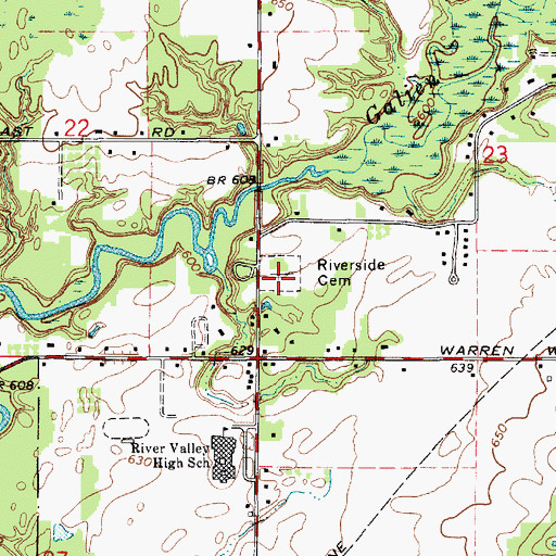 Topographic Map of Riverside Cemetery, MI