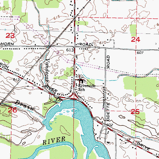 Topographic Map of Riverside Cemetery, MI