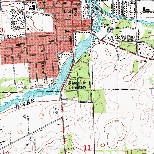 Topographic Map of Riverside Cemetery, MI