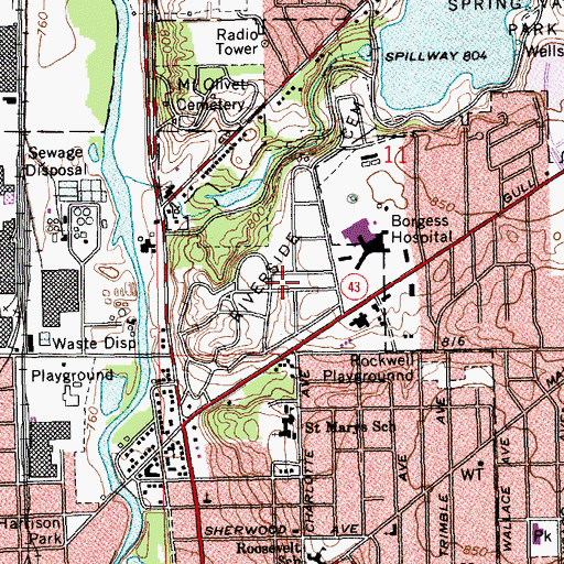 Topographic Map of Riverside Cemetery, MI