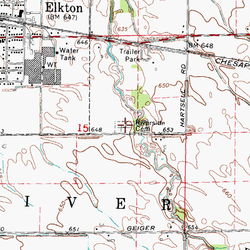 Topographic Map of Riverside Cemetery, MI