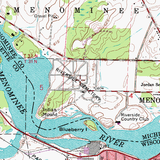 Topographic Map of Riverside Cemetery, MI