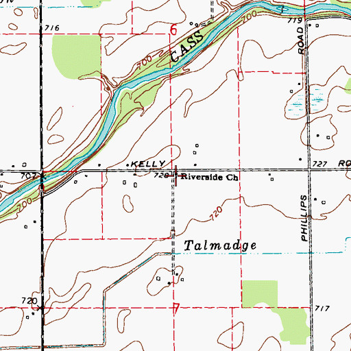 Topographic Map of Riverside Church, MI