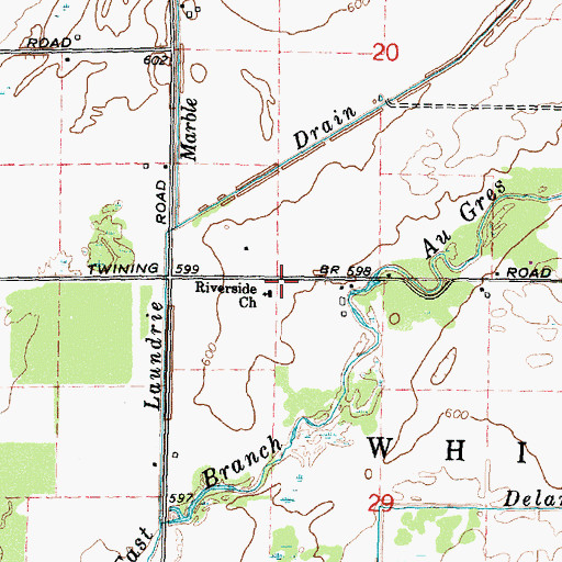Topographic Map of Riverside Church, MI