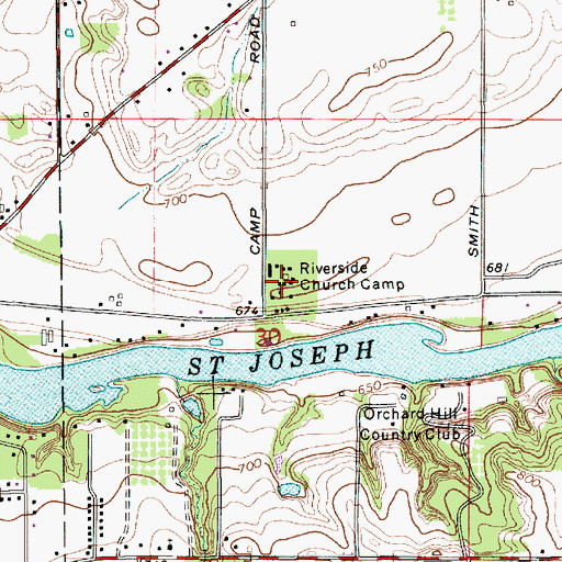 Topographic Map of Riverside Church Camp, MI