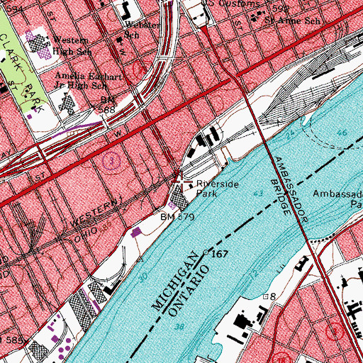 Topographic Map of Riverside Park, MI