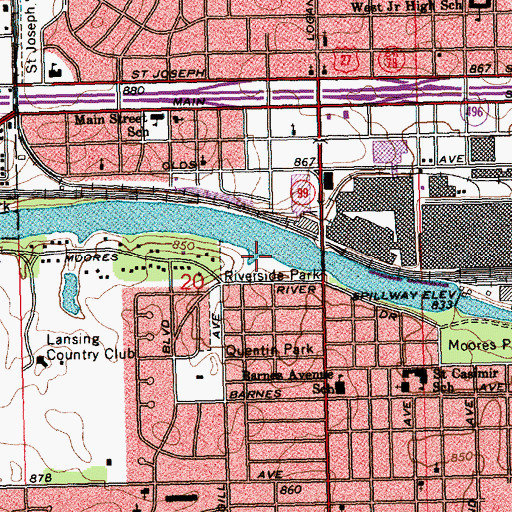 Topographic Map of Riverside Park, MI