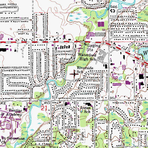 Topographic Map of Riverside School, MI