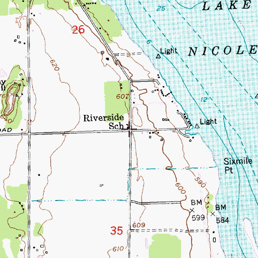 Topographic Map of Riverside School, MI