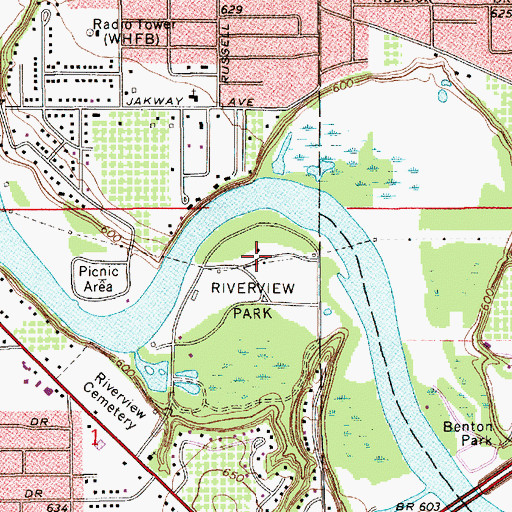 Topographic Map of Riverview Park, MI