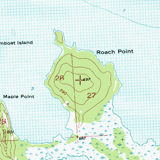 Topographic Map of Roach Point, MI