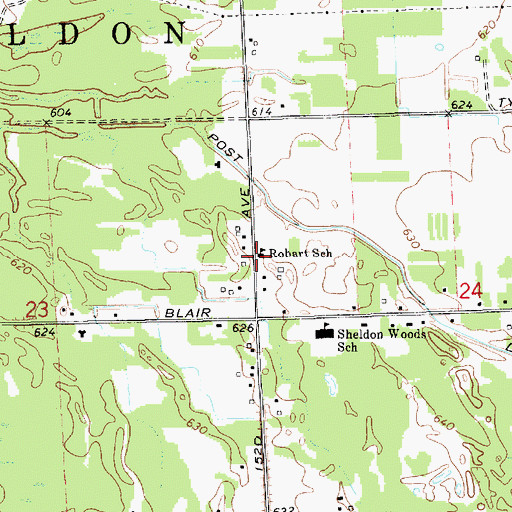 Topographic Map of Robart School, MI