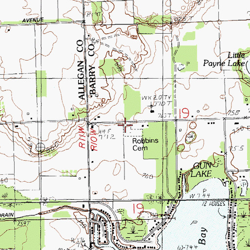 Topographic Map of Robbins Cemetery, MI