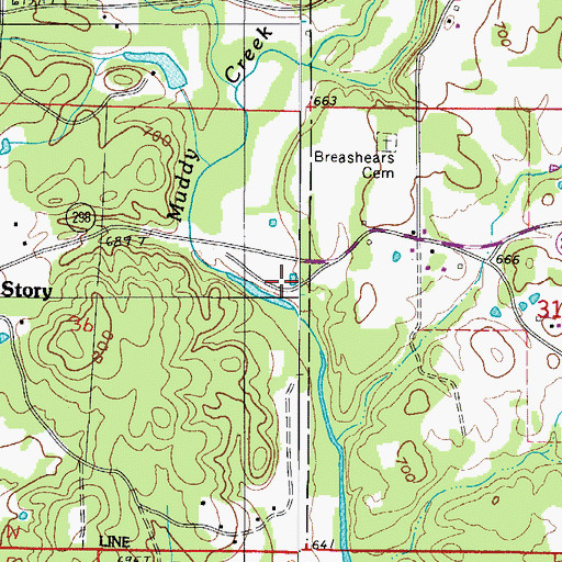 Topographic Map of Red Haw School (historical), AR