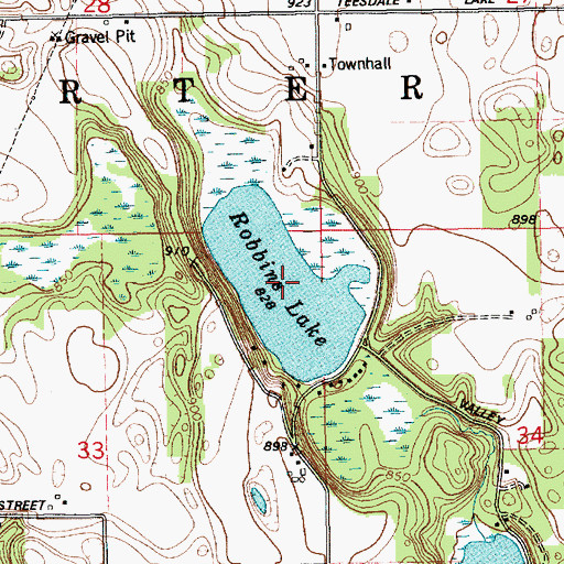 Topographic Map of Robbins Lake, MI