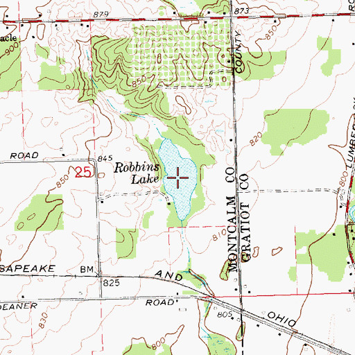 Topographic Map of Robbins Lake, MI