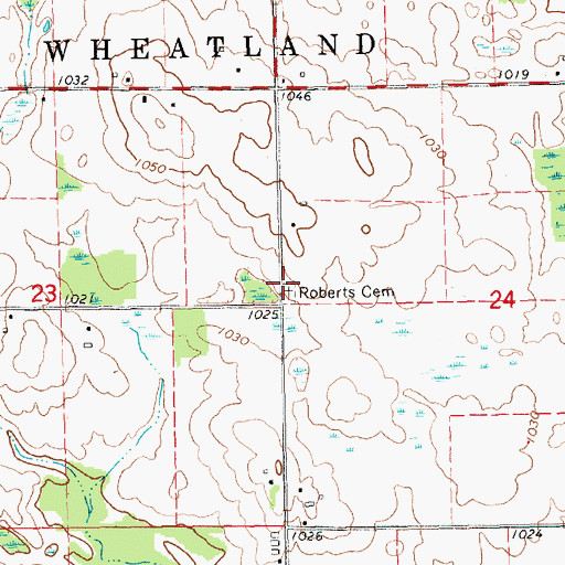 Topographic Map of Roberts Cemetery, MI