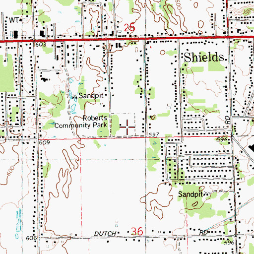 Topographic Map of Roberts Community Park, MI