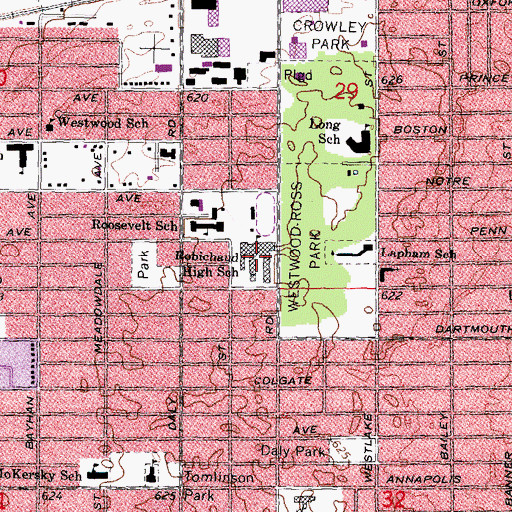 Topographic Map of Robichaud High School, MI