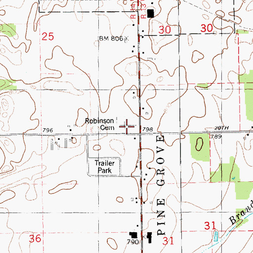 Topographic Map of Robinson Cemetery, MI