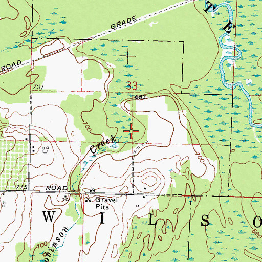 Topographic Map of Robinson Creek, MI