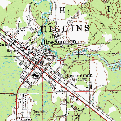 Topographic Map of Robinson Creek, MI