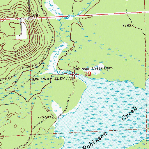 Topographic Map of Robinson Creek Dam, MI