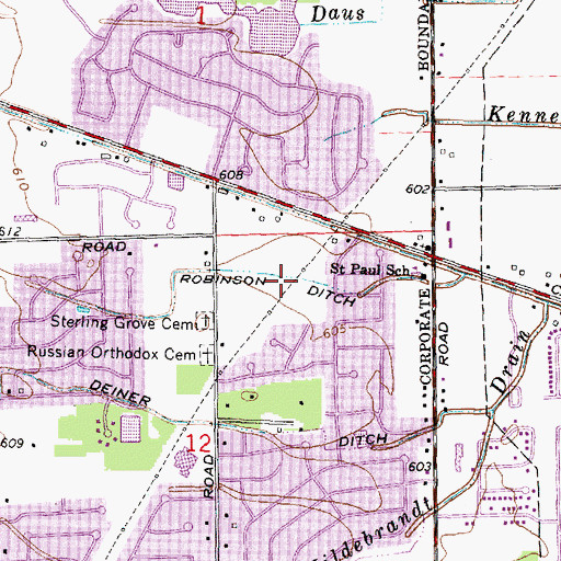 Topographic Map of Robinson Ditch, MI