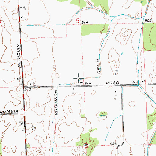 Topographic Map of Robinson Drain, MI