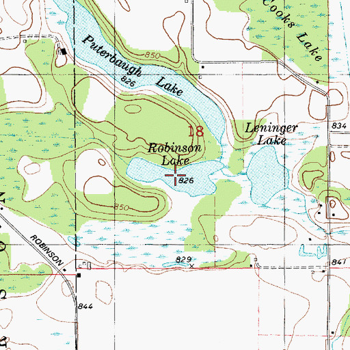Topographic Map of Robinson Lake, MI