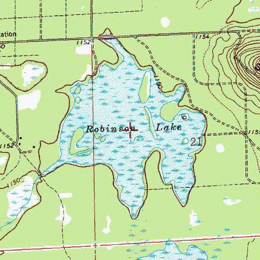 Topographic Map of Robinson Lake, MI