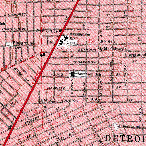 Topographic Map of Robinson School, MI