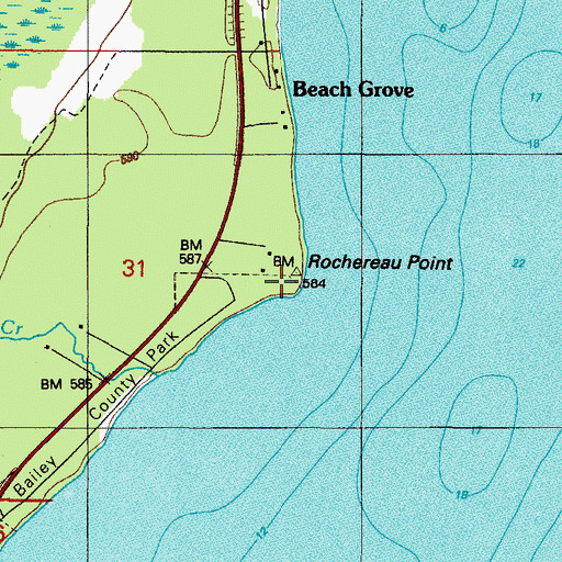 Topographic Map of Rochereau Point, MI