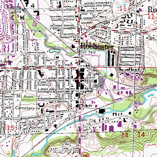 Topographic Map of Rochester, MI