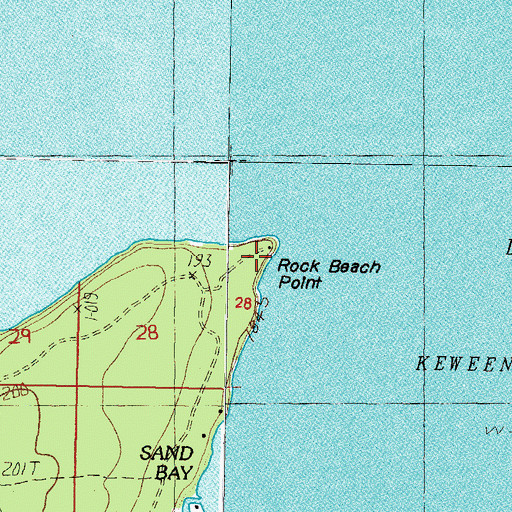 Topographic Map of Rock Beach Point, MI