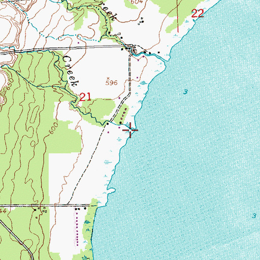 Topographic Map of Rock Bottom Creek, MI